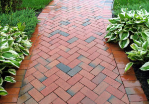 recently cleaned brick pavers